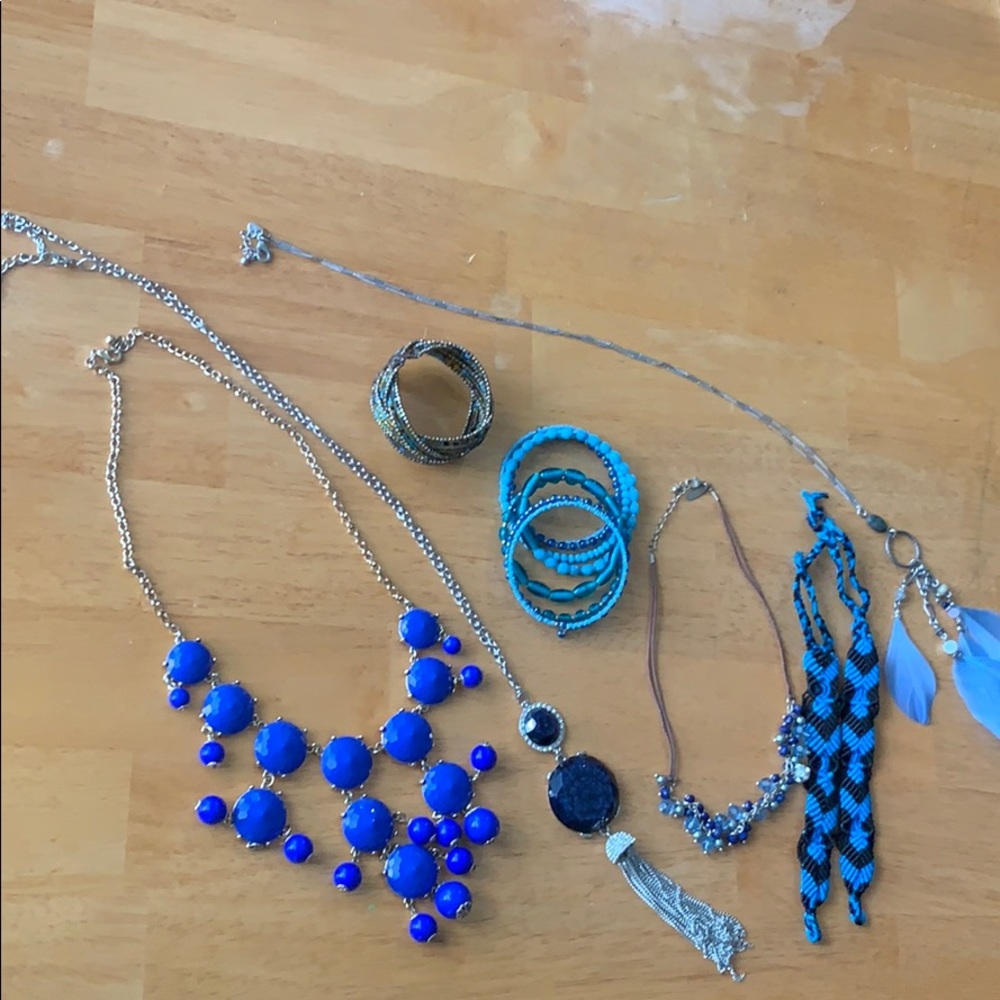 8 piece blue custom jewelry.